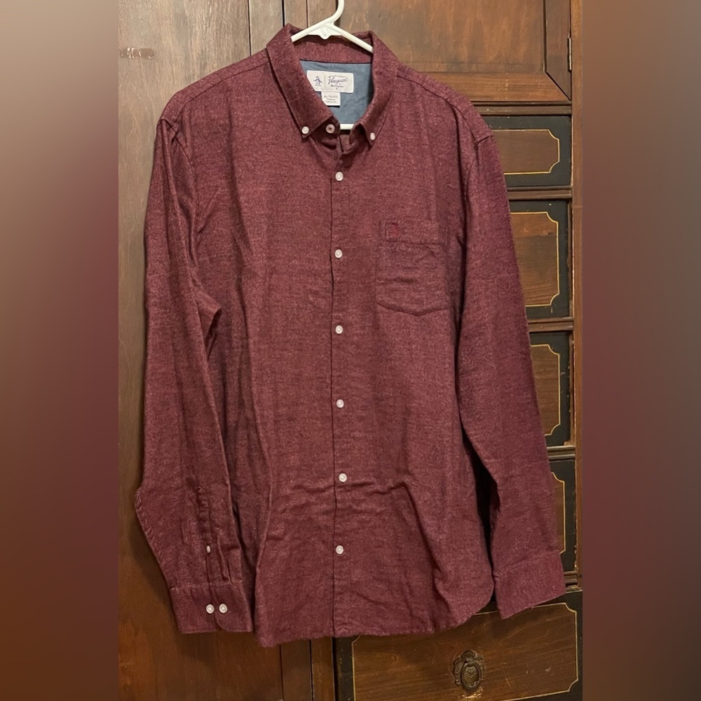 Original Penguin Maroon Casual Button-Down Shirt